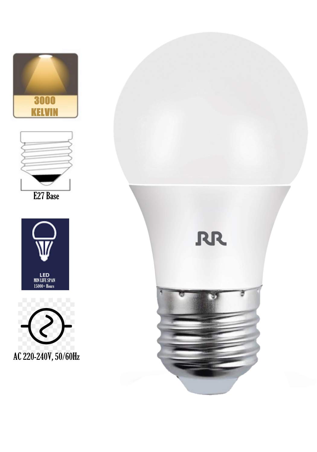 RR 12W E27 LED Bulb 3000K, Warm White LED Replacement Bulb with High Efficiency and Classic Design